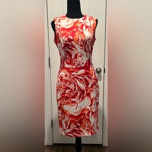 Red, orange and white scuba style dress